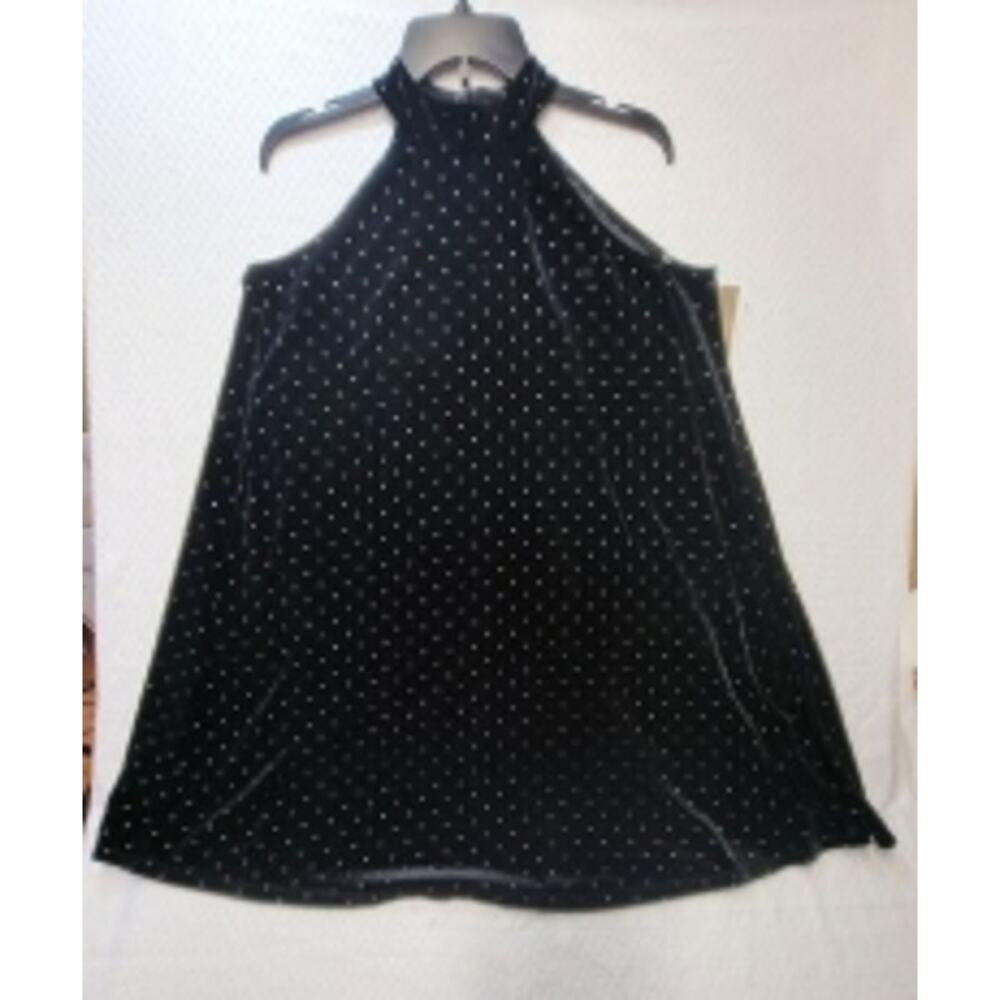 Kellywood Dress Womens Large Velour Black Sparkle Beaded Short Halter 80s Party